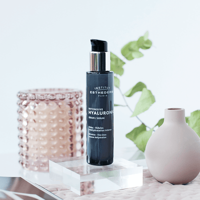 Institut Esthederm Intensive Hyaluronic Serum placed on a table
