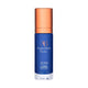 Blue skincare bottle with bronze cap on a white background