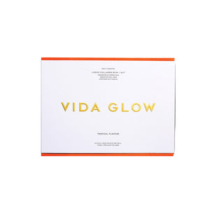 Vida Glow product packaging on a light gray background