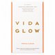 A tall rectangular box of VIDA GLOW Liquid Collagen Skin + Gut in Tropical Flavour, featuring a white front with gold foil lettering and orange side borders on a white background.
