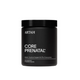 Black supplement container labeled 'ARTAH Core Prenatal+' on a light gray background with certification badges.