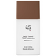 Daily Tinted Fluid Sunscreen packaging with brown cap and white body on a white background