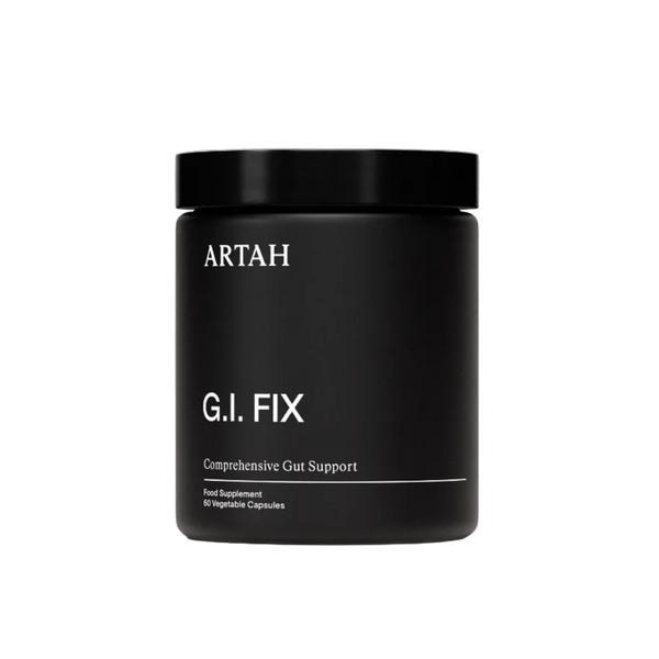 Black container labeled 'ARTAH G.I. FIX' on a light gray background
