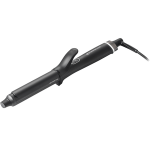Black hair curling iron on a white background
