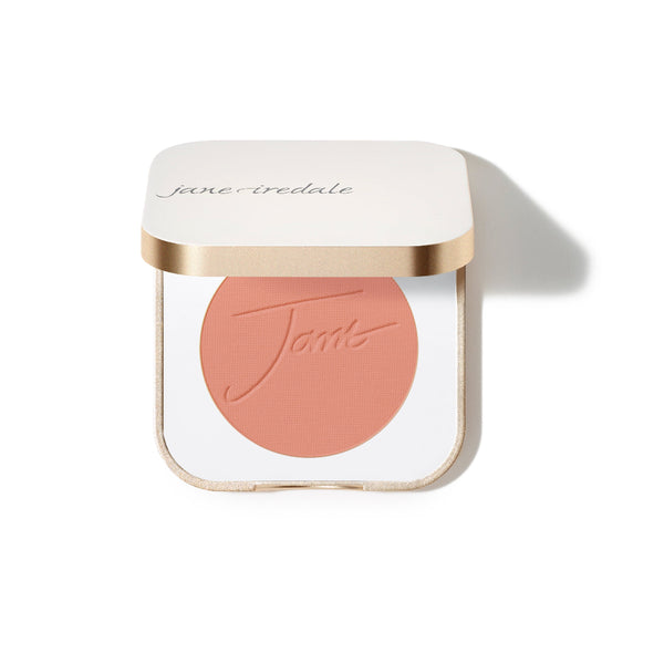 Jane Iredale blush in a white compact on a white background