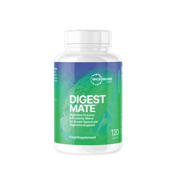 Supplement bottle labeled 'Digest Mate' on a white background