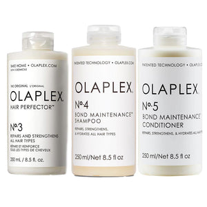 Olaplex No.3 Hair Perfector, No.4 Bond Maintenance Shampoo & No.5 Conditioner Trio 250ml