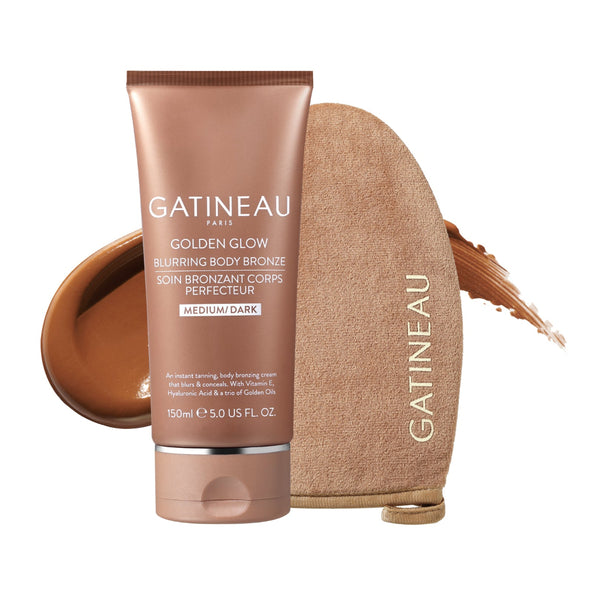 Gatineau Golden Glow bronzer with applicator on a white background
