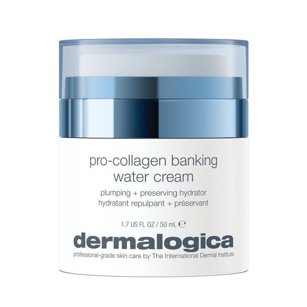 Dermalogica pro-collagen banking water cream jar on a white background