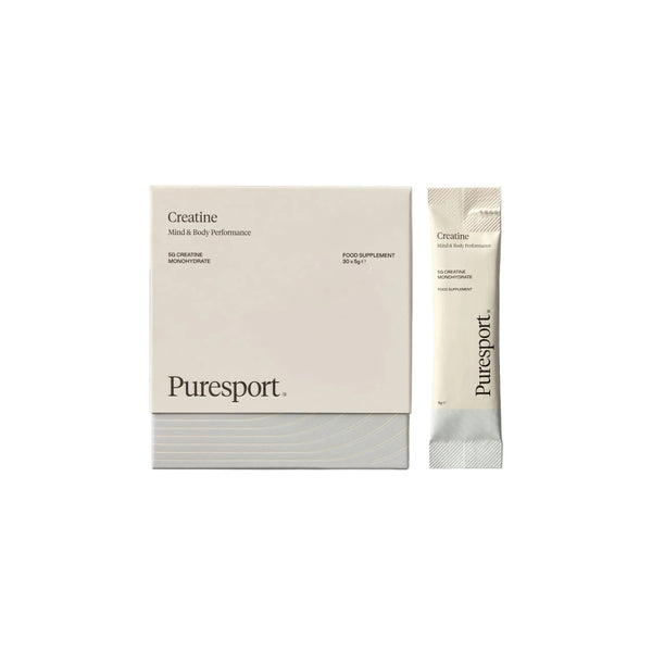 Puresport creatine supplement packaging on a white background