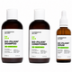 Three Scandinavian Biologs hair care bottles on a white background: Bio-Pilixin Shampoo, Bio-Pilixin Conditioner, and Bio-Pilixin Serum. The larger bottles are dark amber with white caps and white labels, while the serum bottle is smaller and has a white dropper cap.
