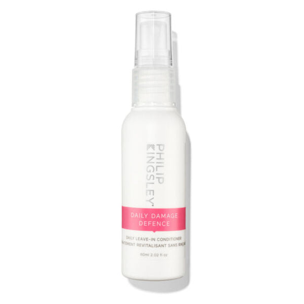 Philip Kingsley Daily Damage Defence leave-in conditioner spray bottle, 200 ml, in white with a pink label band and clear spray top.