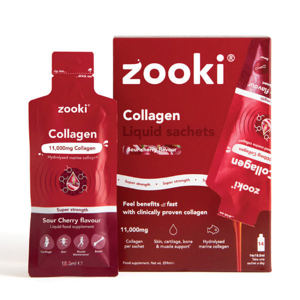 Zooki Collagen Liquid Sachets packaging on a white background