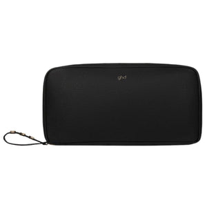 Black carrying case with 'ghd' branding on a white background