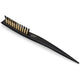 Black hairbrush with gold bristles on a white background