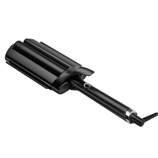 Black hair straightening iron on a white background