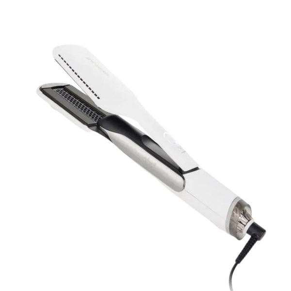 White hair straightener on a white background