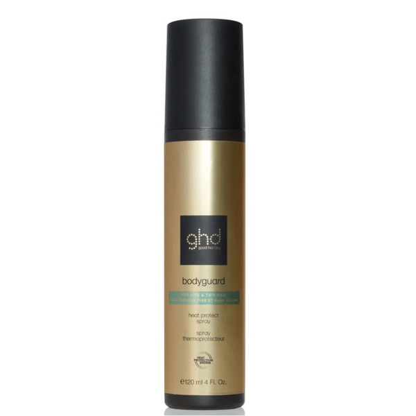 ghd bodyguard heat protect spray bottle on a white background
