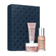 Elemis skincare set with three products in front of a textured navy box, labeled as limited edition.