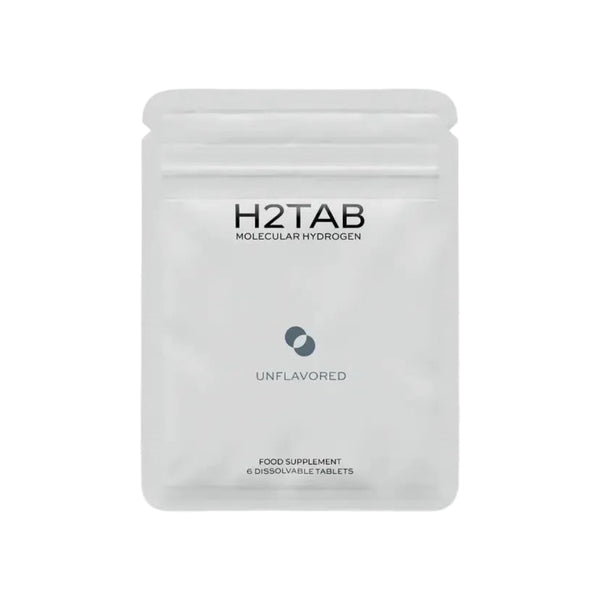 H2TAB molecular hydrogen supplement package on a white background