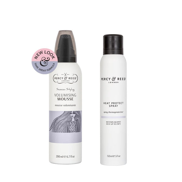 Percy & Reed Heat Protect Spray & Session Styling Volumising Mousse Duo (Worth £48)