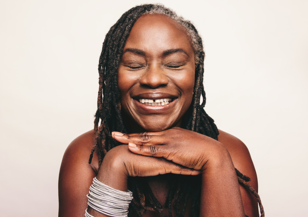 Older woman with her eyes closed