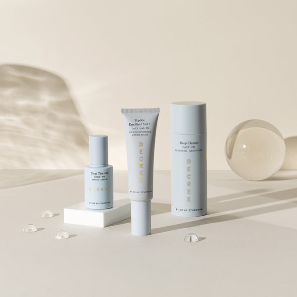 minimalist clinical skincare routine with Decree skincare