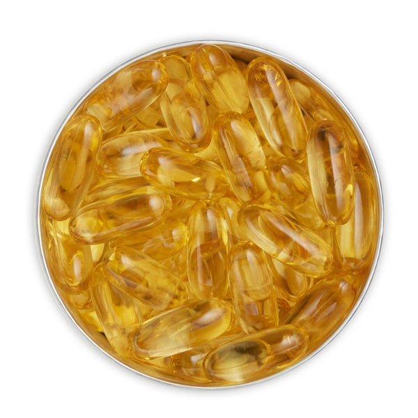 An open top of Advanced Nutrition Programme Omega 3 Fish Oil capsules
