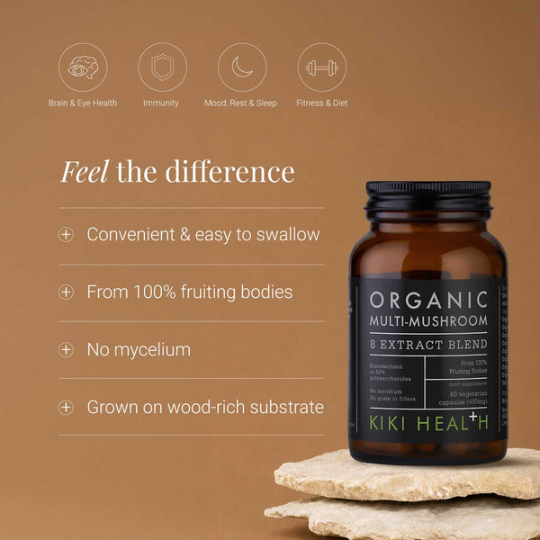 KIKI Health Organic 8 Multi Mushroom Extract Blend 60 Vegicaps
