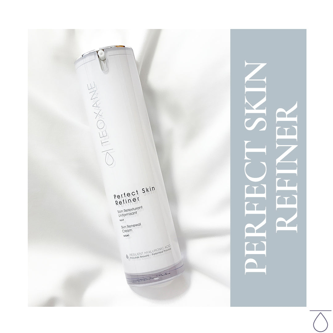 a bottle of Teoxane (Teosyal) Perfect Skin Refiner on a pillow