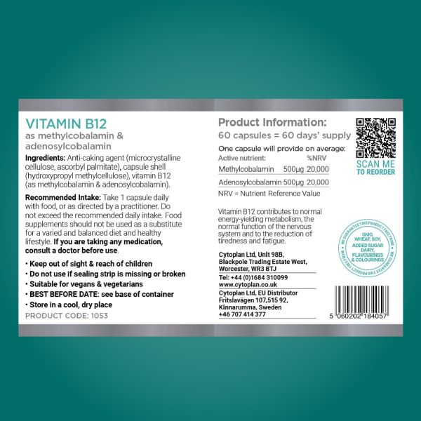 Cytoplan Vitamin B12 Sublingual 60 Capsules