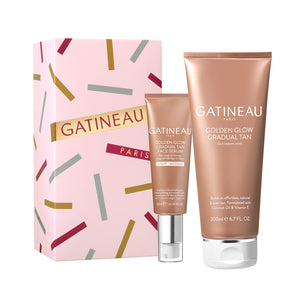 Gatineau Golden Glow Gradual Tan skincare products on a white background