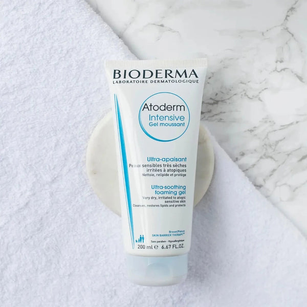 Bioderma Atoderm Body Wash Normal to Dry Sensitive Skin on a marble top