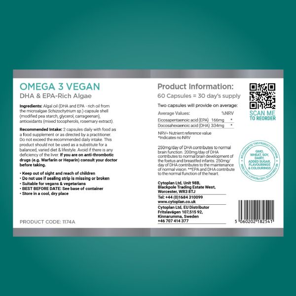 Cytoplan Omega 3 Vegan 120 Capsules