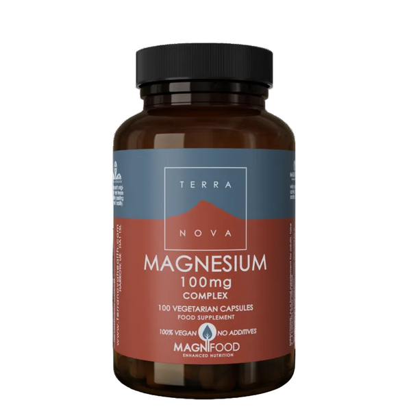 Terra Nova Magnesium supplement bottle on a white background