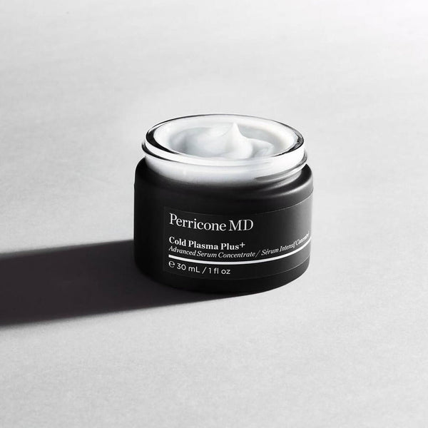 Perricone MD Cold Plasma Plus+ Advanced Serum Concentrate tub with an oepn lid