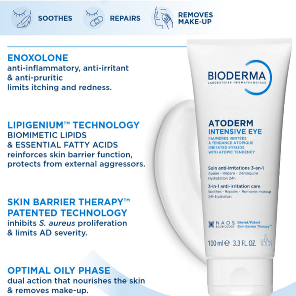 Bioderma Atoderm Intensive Eye Cream For Very Dry, Itchy Skin Prone To Eczema 100ml