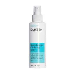 A 250ml white bottle of KANZEN Hypochlorous Cleansing Spray with a turquoise blue label, shown against a plain white background.