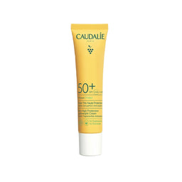 Caudalie sunscreen tube on a white background