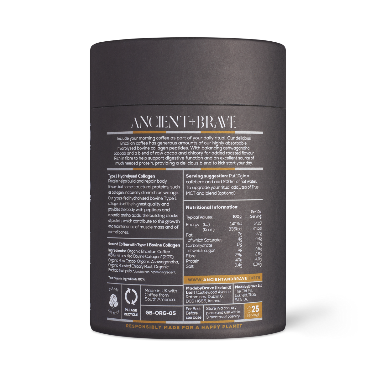 Ancient + Brave Coffee + Collagen Supplements Tub