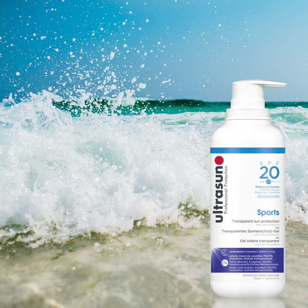 Ultrasun Sports Gel SPF 20 400ml at the beach