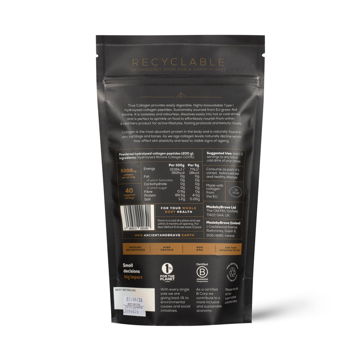 Ancient + Brave True Collagen Supplements Pouch