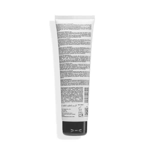 A white squeeze tube of hair product shown from the back, featuring dense black text, a barcode, and a black cap, set against a plain white background.