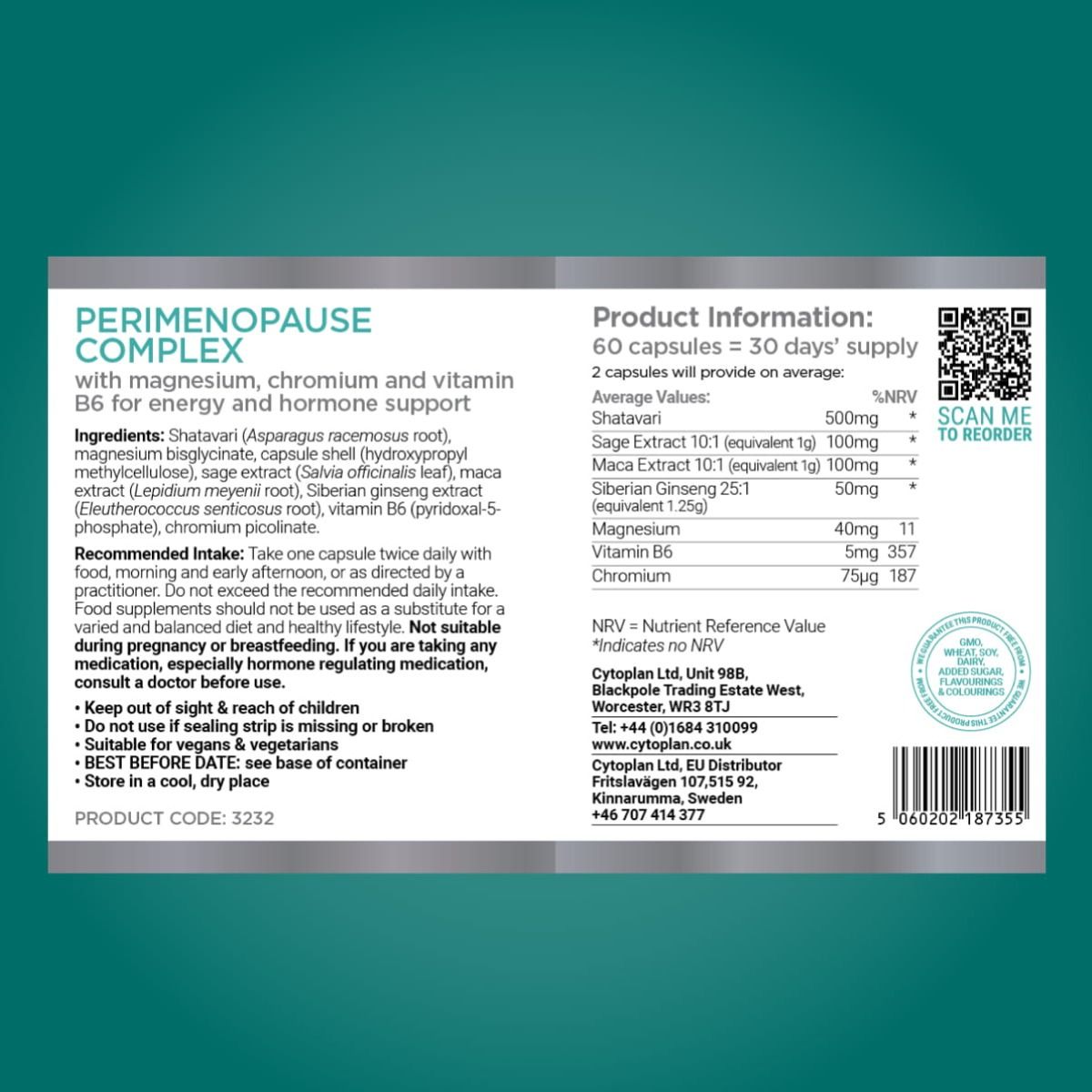 Cytoplan Perimenopause Complex 60 Capsules