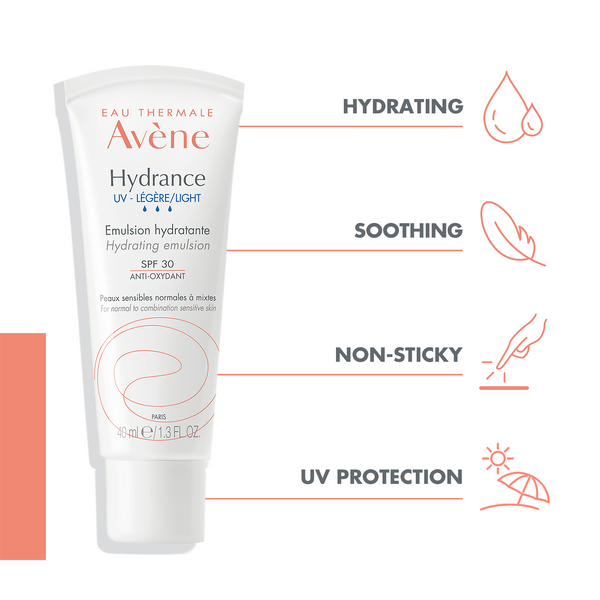 Avène Hydrance Light-UV Hydrating Emulsion SPF30 Moisturiser for Dehydrated Skin 40ml