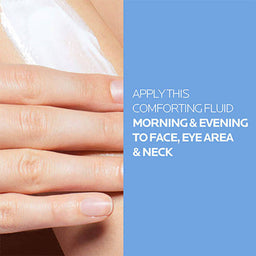 apply this comforting fluid morning and evening to face and eye area and neck