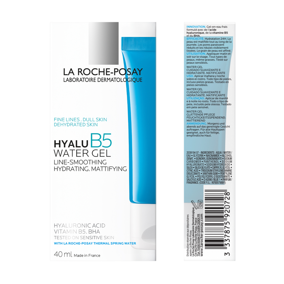 La Roche-Posay Hyalu B5 Instant Fresh Cooling Water-breaking Gel combining Hyaluronic Acid, Vitamin B5 and BHA 40ml