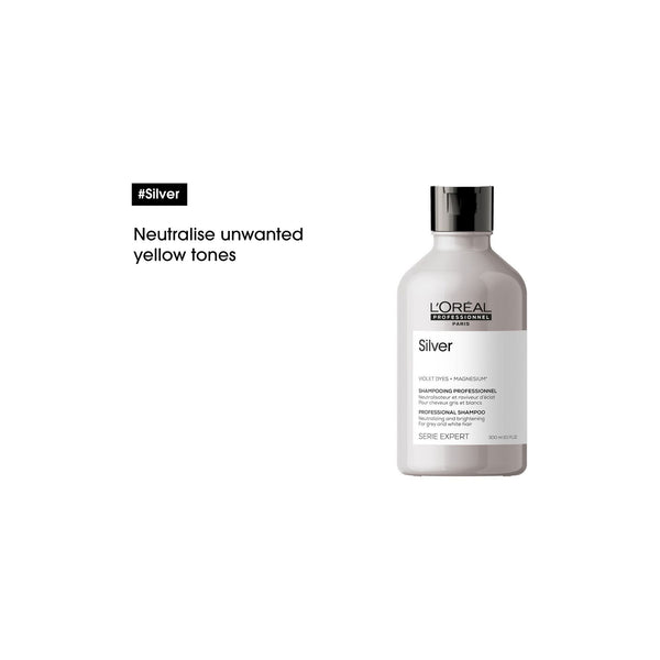 L'Oreal Silver hair care product on a white background