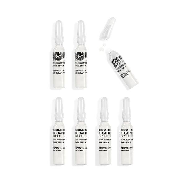 Set of Dermstore skincare ampoules on a white background