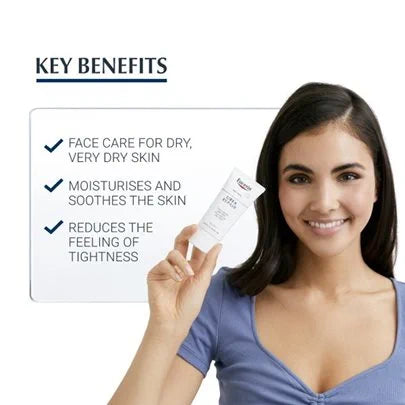 Eucerin UreaRepair Rich Replenishing Face Cream 5% Urea 50ml key benefits
